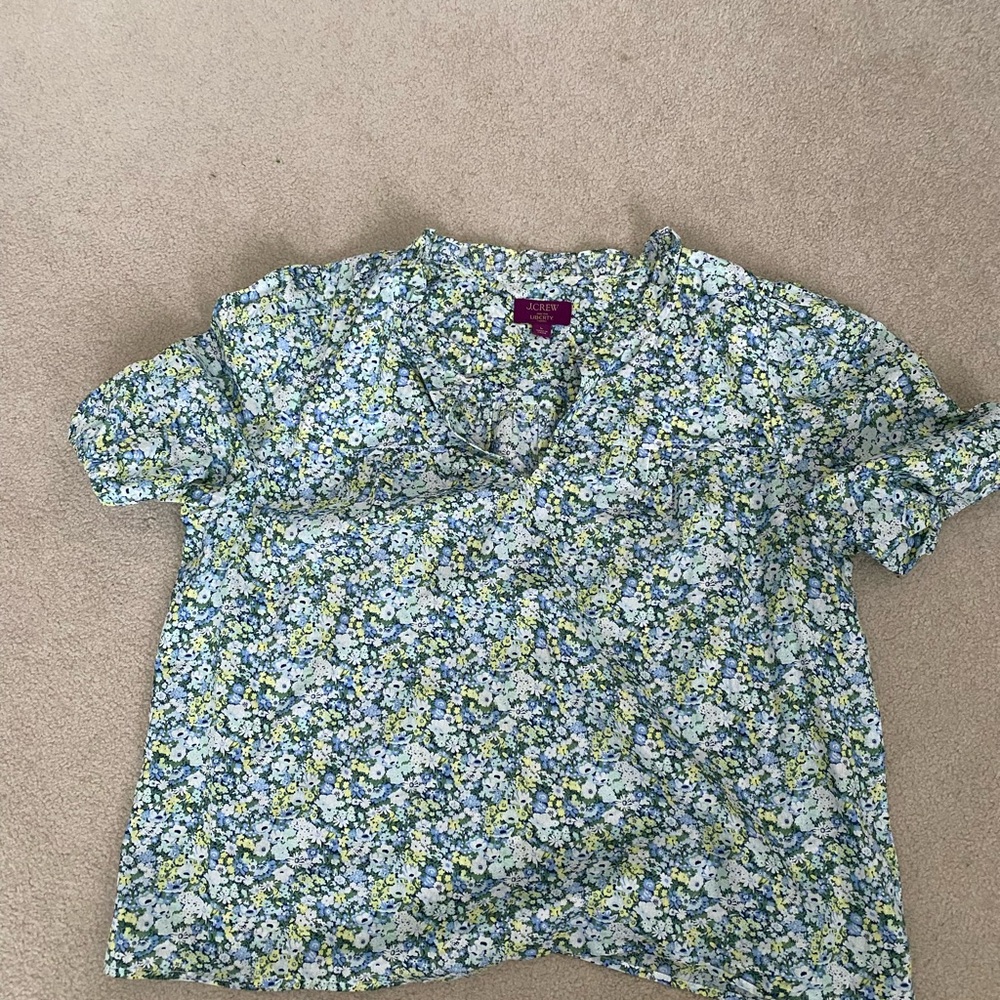 Jcrew Liberty of London Fabric Floral V-Neck Blouse - Size Large